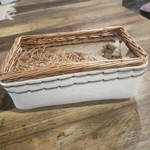 Wicker and Fabric Storage Basket